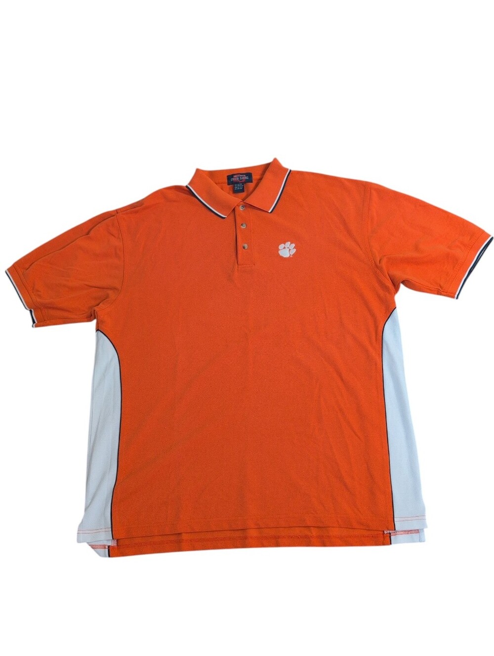 Clemson College Polo Shirt Orange, Moisture Wear By College Classics Men's 2XL